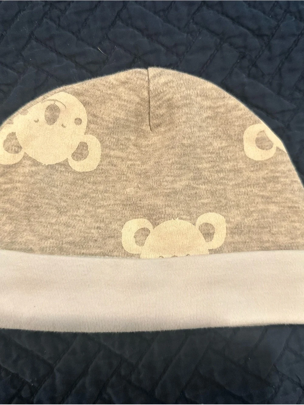 Gray Baby Beanie with White Bear Faces First Impressions 3-6 M